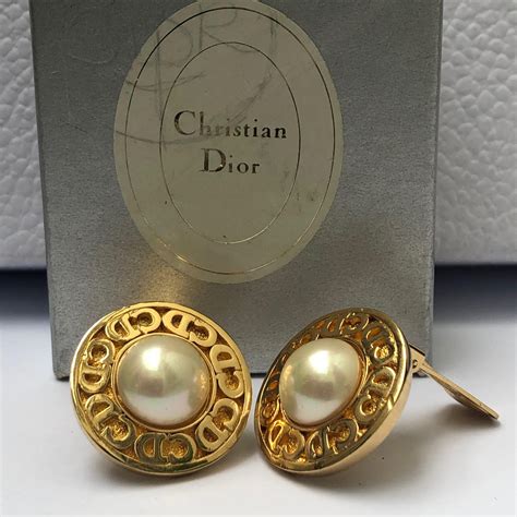 christian dior earrings pearl|Christian Dior vintage pearl earrings.